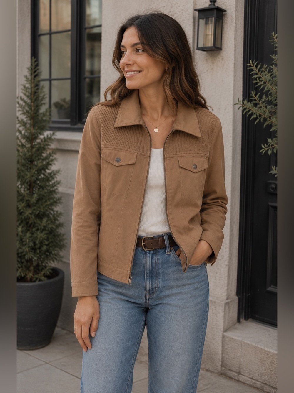 Allison Daley Brown Lightweight Jacket Size M Minimalist Classic Fall Neutral
